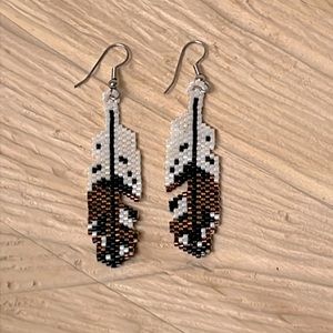 Beaded Feather Earrings